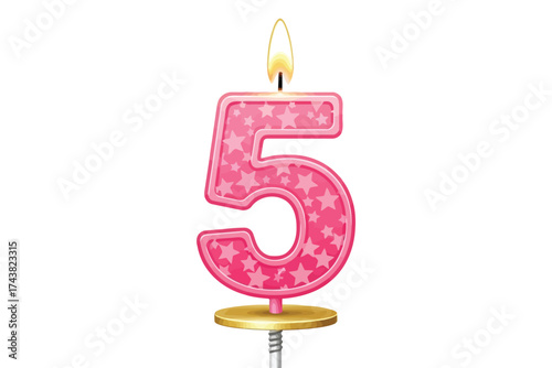 Vector art of number five candle, perfect for a fifth birthday celebration or anniversary