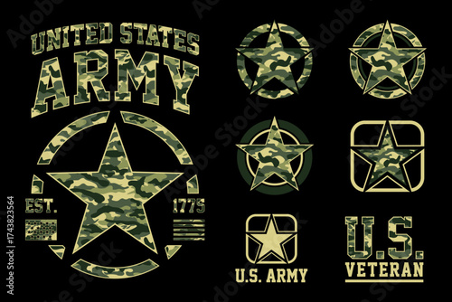 United States Army Camouflages Set, Green Camo fit for t-shirt, background, wallpaper and everything you need