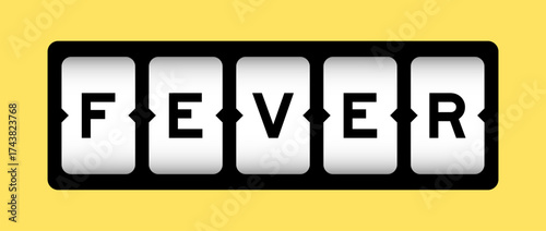 Black color in word fever on slot banner with yellow color background
