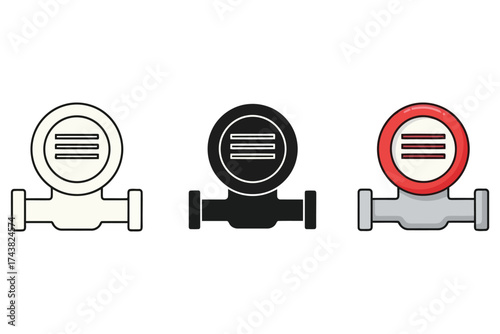 Vector art of water meter icon, a device used to measure the volume of water usage