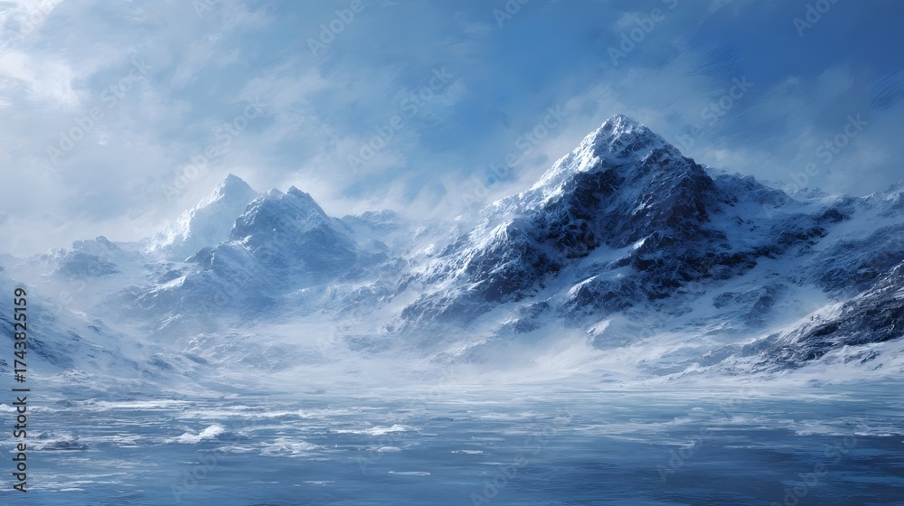 custom made wallpaper toronto digitalExpansive polar mountain landscape with snow covered peaks and a frozen foreground under a cloudy sky