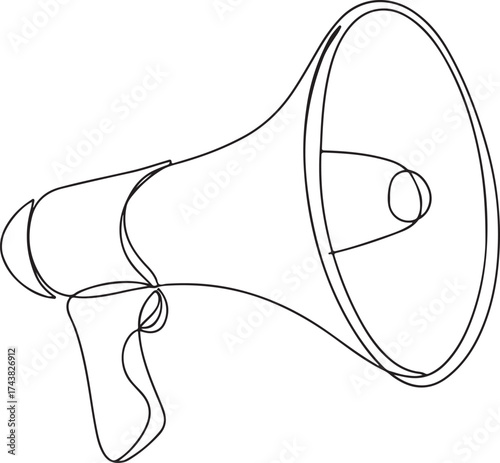 Simple line drawing of a megaphone one line art