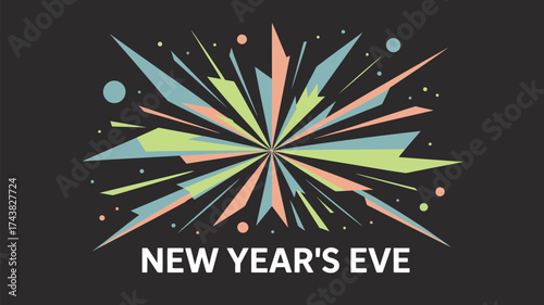 Abstract starburst design with pastel colors on a dark background for new year's eve celebration