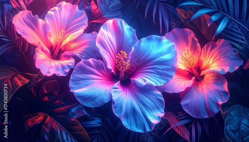 Vibrant glowing flowers