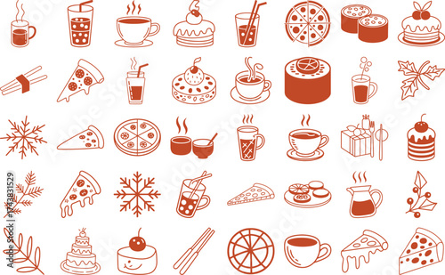 Enjoy delicious food and beverages with this captivating icon set design