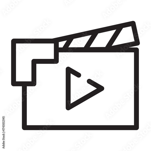take video icon with black outline style