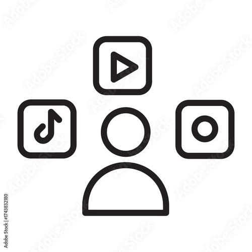 social media icons with outline style and black color