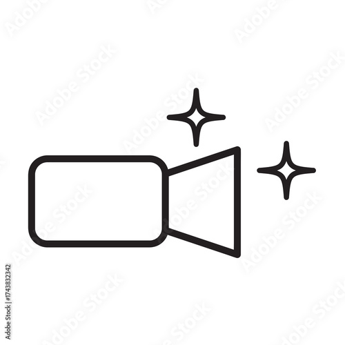 camera button icon with outline style and black color
