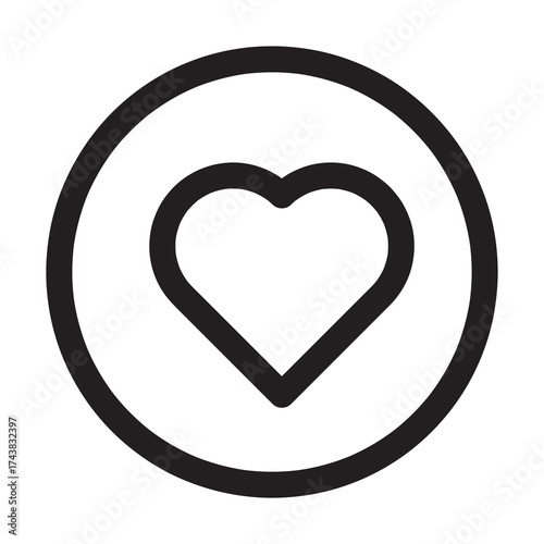 like or love button icon with outline style and black color