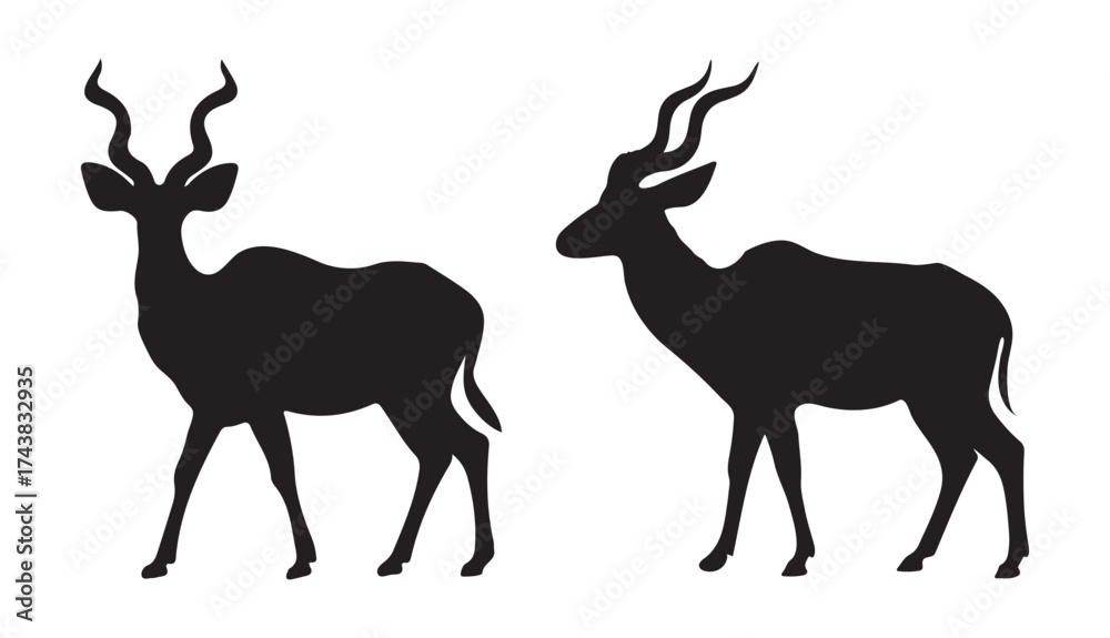 Fototapeta premium Kudu Silhouette, African Kudu Silhouette Vector