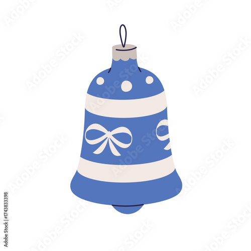 Christmas bauble, bell-shaped toy in vintage retro style. Xmas tree ornament,...