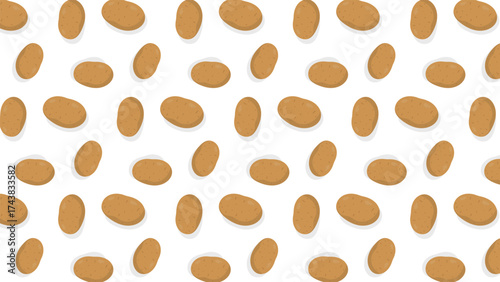 Cartoon Raw Potato Seamless Pattern Background on White