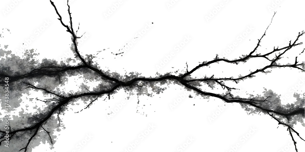 Obraz premium Black ink grunge splash border frame with barbed wire fence design