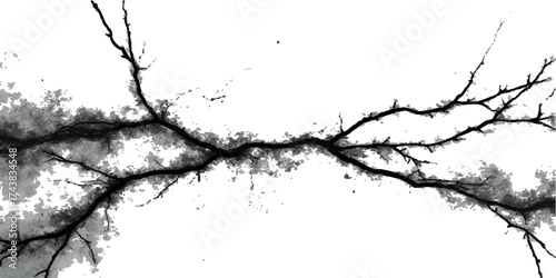 Black ink grunge splash border frame with barbed wire fence design