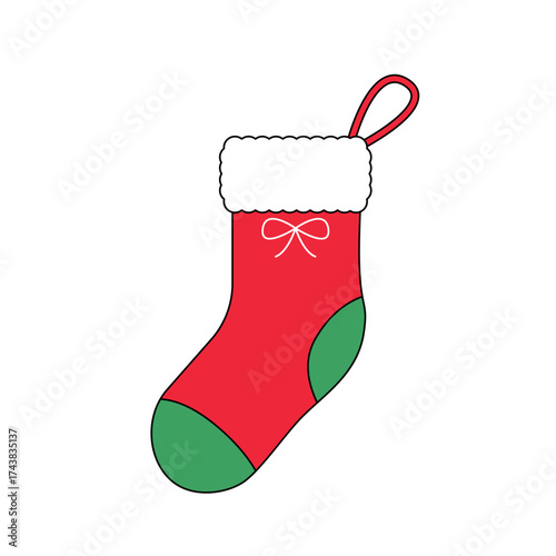 クリスマスの引っ掛け紐のついた靴下のイラスト