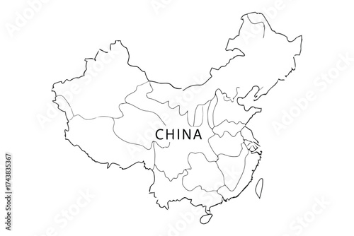 Vector art of china map icon, representing geography, travel, and political boundaries