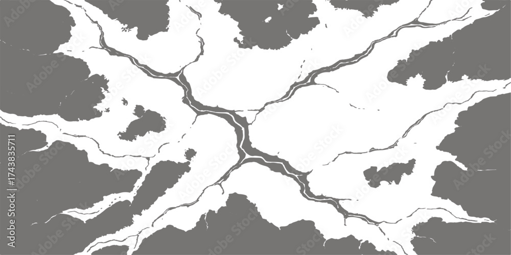 Obraz premium Isolated illustration of an old world map with the outline of Europe and North America detailing country borders and states in a blue and white vector for cartography