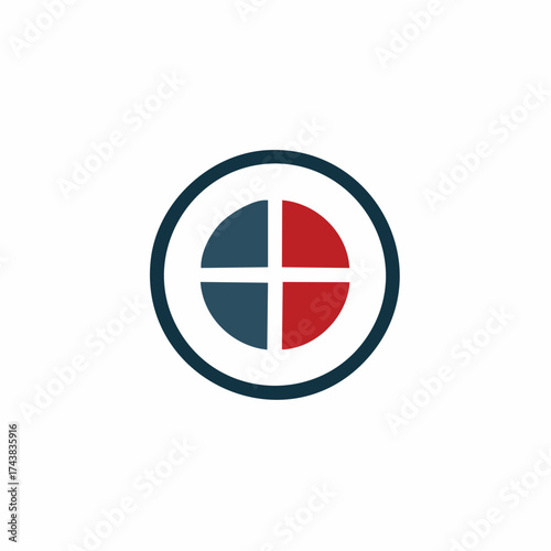 Abstract Geometric Symbol Divided Into Four Segments Inside A Circle
