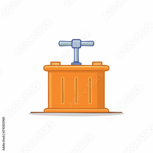 Orange Blasting Detonator Machine Illustration with Plunger Handle for Explosion