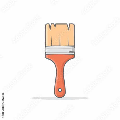 Artistic Paintbrush Cartoon Flat Icon Design Isolated on White Surface