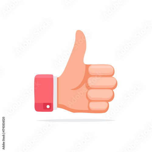 Thumbs Up Hand Gesture with Pink Sleeve Approval Concept Like Icon Positive Feedback