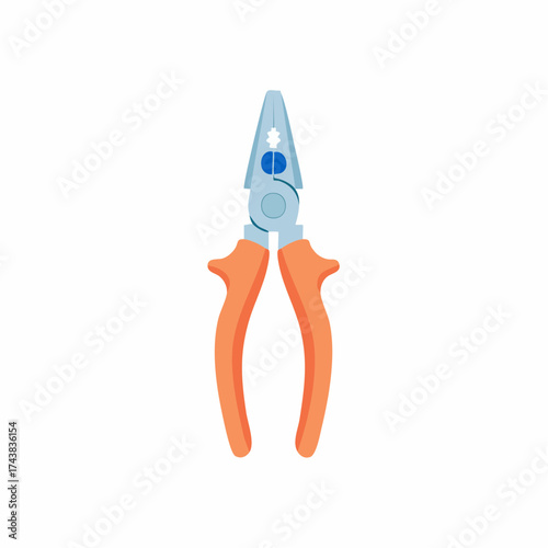 Elegant Pliers Tool Isolated Orange Handle Handyman Equipment Precision Gripping Professional Gear Versatile Workshop Essential