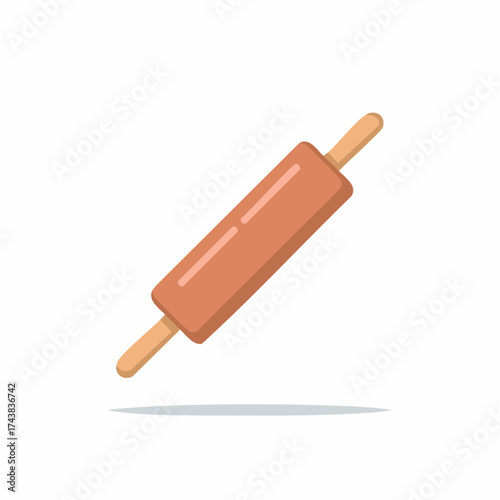 Cartoon illustration of a rolling pin, bakery kitchen utensil, isolated