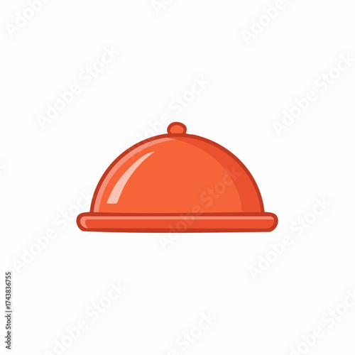 Simple vector icon of a bright orange restaurant cloche or serving dome for food service