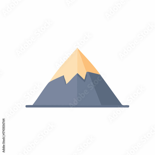 Stylized geometric mountain peak illustration with snow and solid color