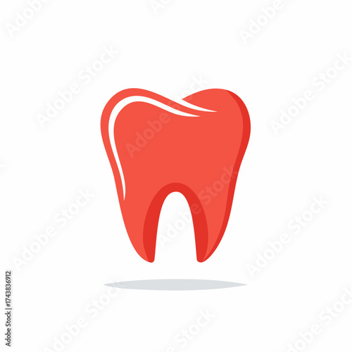 Isolated red molar tooth graphic icon representing dentistry oral hygiene and healthcare