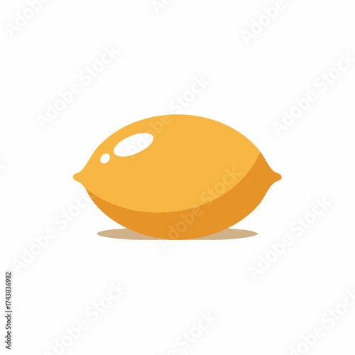 Vibrant Yellow Whole Lemon Fruit Illustration Minimalist Flat Design