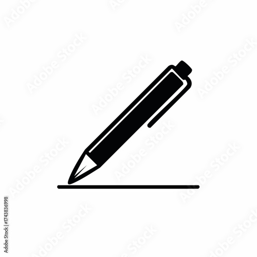 Simple Black Ballpoint Pen Drawing a Straight Line