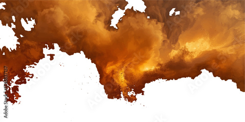 Fire, red paint splashes, and watercolor clouds illustrate the grunge vector design of a blue Europe map's geography and sky art