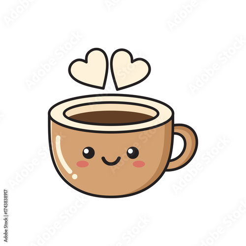 Cute Coffee Cup with Heart Steam