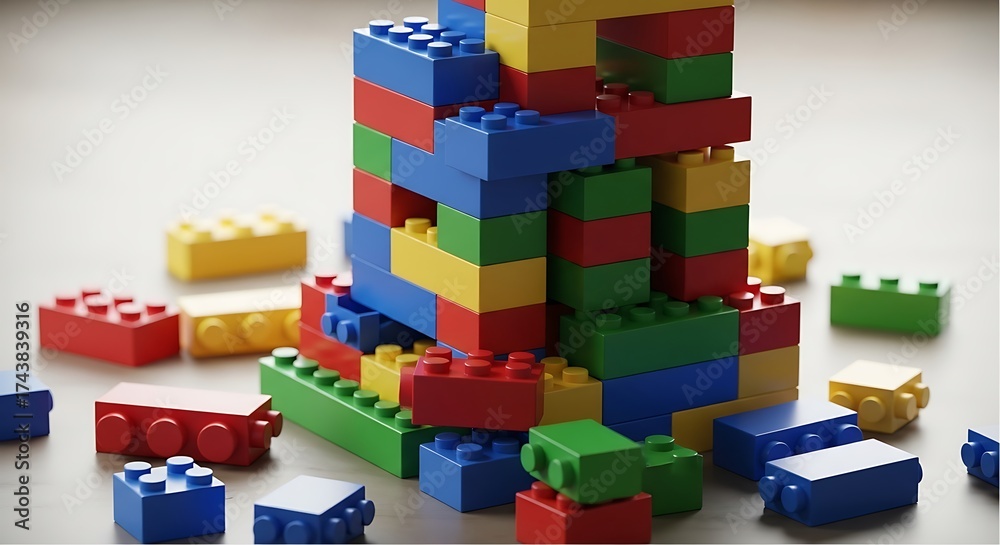 Naklejka premium Colorful Lego Blocks Tower.