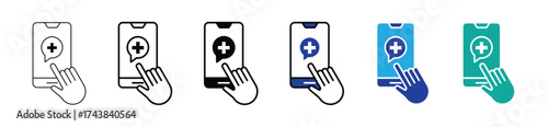 Mobile Health Apps icon set multiple style collection