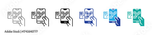 Hand holding smartphone scanning QR code with confirmation check mark, mobile payment concept.