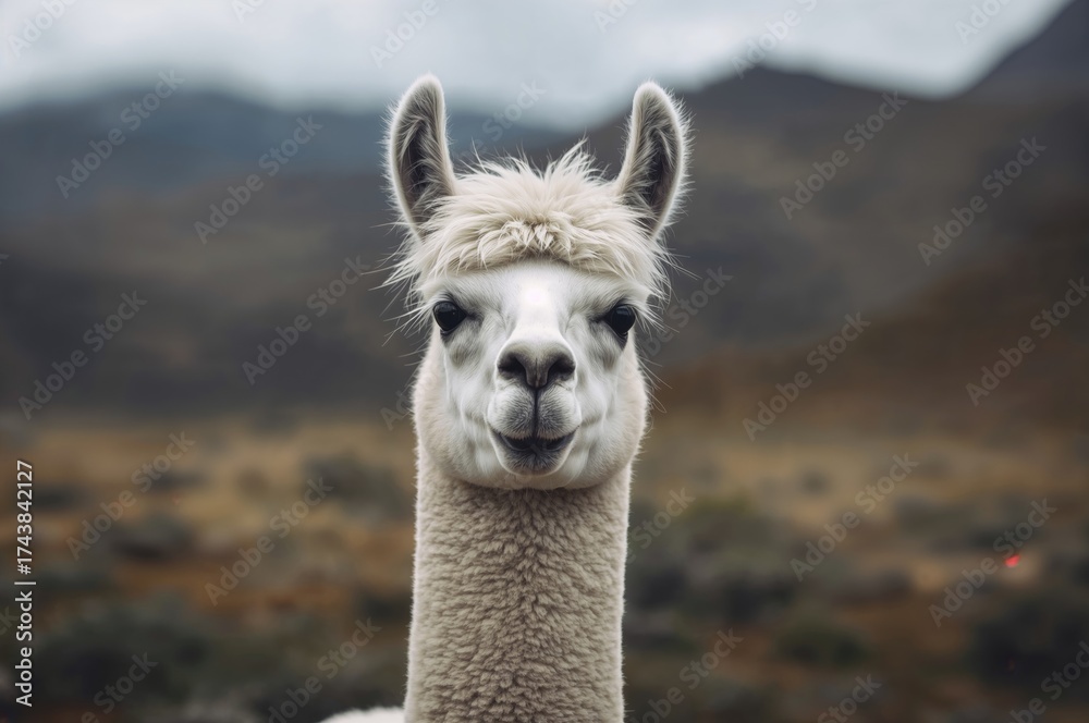 Obraz premium Alpaca gazing directly at the lens