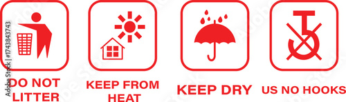 Shipping Symbols Packing icon set, Cardboard packaging sign labels sign, Keep away from water button, Package Warning Symbols,
