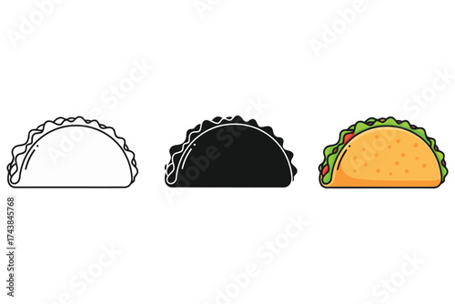 Vector art of taco vector illustration set mexican food concept with different styles
