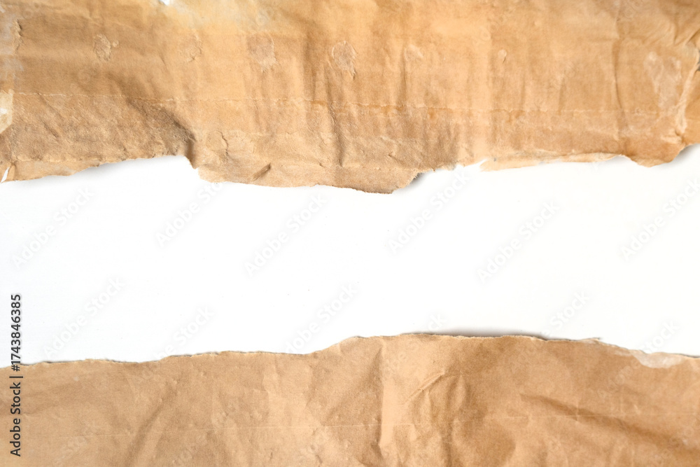 Obraz premium brown old paper texture frame isolated on white background.