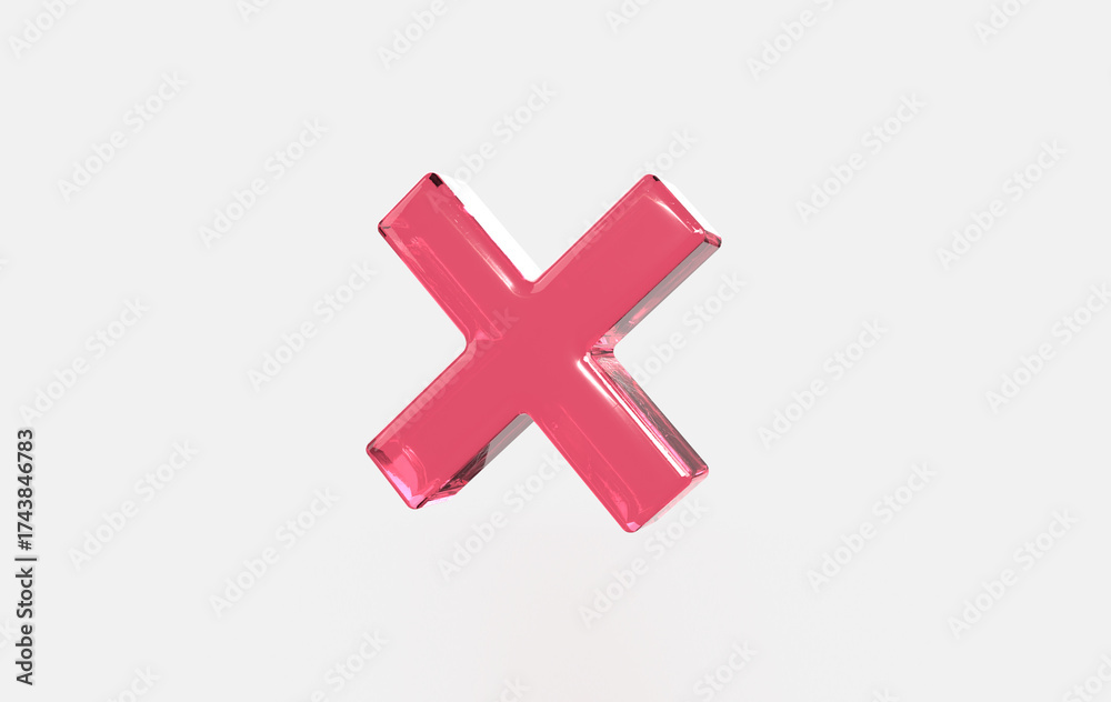 Obraz premium 3d green glass cross mark sign icon on isolated background