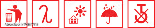 Packing icon set, shipping labels, fragile box sign, this way up sign icons package , Cardboard packaging sign labels symbols,
