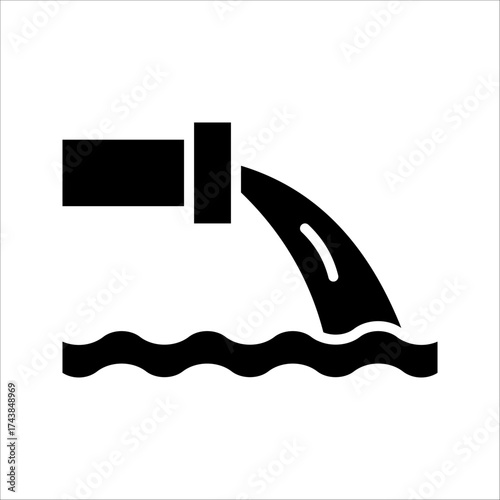 waste water Icon. Symbol isolated white background. vector illustration. color editable.