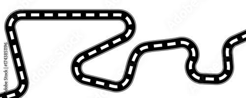 Curve road icon, highway winding line. Curve roadway illustration top view, road way