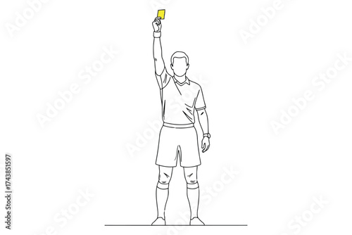 Vector art of referee showing yellow card professional soccer referee giving a warning signal