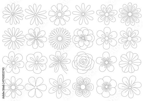 Collection of diverse botanical line art vector illustrations scalable eps floral elements for design silhouette vector illustration white background