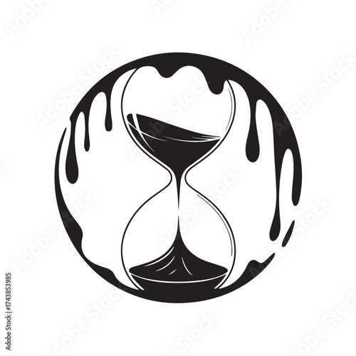 Melting hourglass symbolizing the passage of time and the urgency of moments passing away