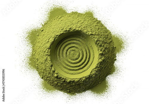 Green powder pile spiral isolated on a transparent background