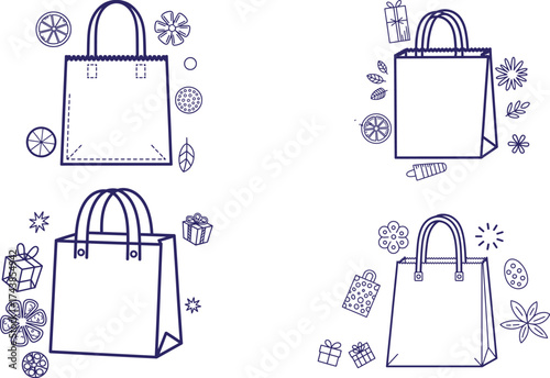 Charming shopping bag doodles for seasonal promotions and holiday celebration designs